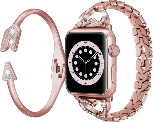 Miniatura 7 de SaNgaiMEi Correas brillantes compatibles con Apple Watch Band de 38/40/41/42/44/1.772 in, para mujeres y niñas, iWatch Series 8/7/6/5/4/3/2/1/SE
