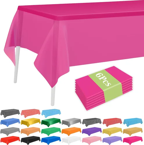 Miniatura 24 de PLULON 6 Pzas Manteles de Colores Arcoíris de Plástico Desechables Cubierta de Mesa para Mesas Rectangulares 54 x 108 Pulgadas Mantel Impermeable