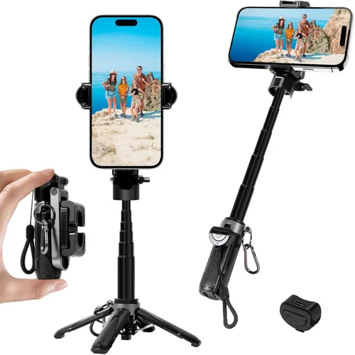 Mini trípode 3 en 1, palo selfie para iPhone, trípode para iPhone con control remoto, trípodes de viaje ligeros para grabación de video selfie,