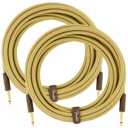 Miniatura 15 de Fender Cable de instrumentos de lujo de 10 pies, ángulo recto, tweed negro, paquete de 2