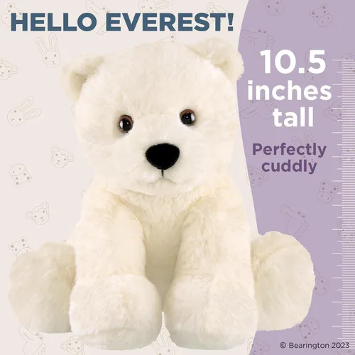 Miniatura 2 de Bearington Everest The Polar Bear - Peluche suave de 10.5 pulgadas con pelo blanco esponjoso, adorable peluche de oso polar para niños y bebés