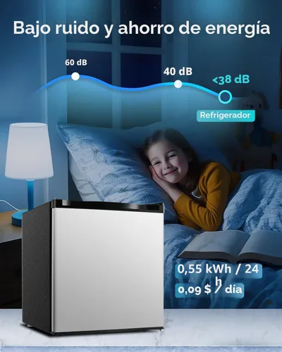 Miniatura 4 de Feelfunn - Mini refrigerador con congelador de 1.7 pies cúbicos; refrigerador mini de una sola puerta con termostato ajustable, bajo nivel de ruido