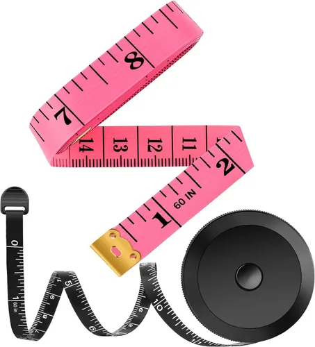 iBayam Paquete de 2 cintas métricas para tela, cuerpo, costura, sastre, punto, vinilo, manualidades del hogar, 150 cm, suave, rosa de moda y