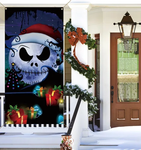 Miniatura 4 de Cubierta de puerta de Navidad Navidad Halloween invierno fiesta fiesta puerta delantera banner fotografía hogar porche decoración