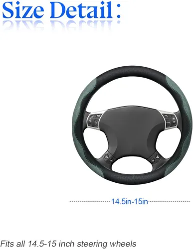 Miniatura 2 de zipelo Funda para volante de automóvil de 14.5"-15", protector de rueda interior de automóvil con cuero forrado antideslizante duradero, suave