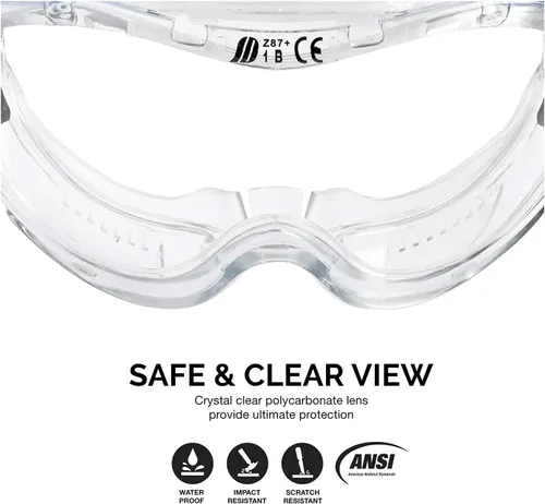 Miniatura 2 de Lentes protectores de seguridad con visión amplia 53875B, antiniebla, ajustables y ligeros, aprobados para el estándar ANSI Z87.1, de Neiko