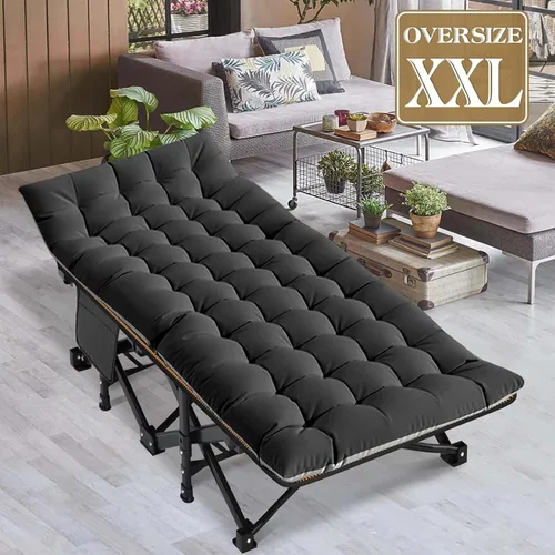 Miniatura 6 de DoCred Catre plegable XXL de gran tamaño con colchón, catre de dormir resistente, cama portátil para adultos al aire libre con bolsa de transporte