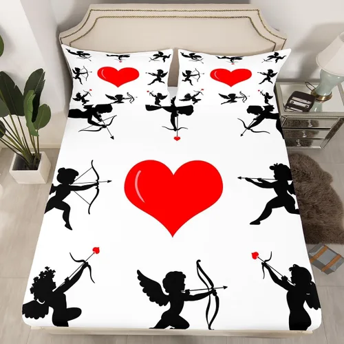 Miniatura 40 de Sábana bajera ajustable King Crown vintage negro y gris, sábanas románticas para el día de San Valentín, tamaño individual para mujeres, regalos