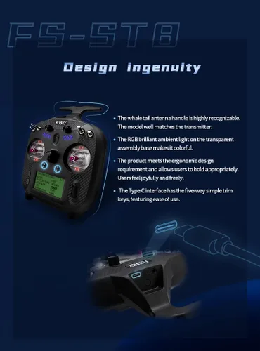 Miniatura 2 de Flysky FS-ST8 Transmisor de radio 8-10CH ANT RGB Assistant 3.0 con receptor edición estándar para RC Car Drone