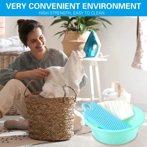 Miniatura 6 de MAOYE Mini tabla de lavar de plástico para niños Camisas Clean Laundry Lime Washboard para lavandería (azul)