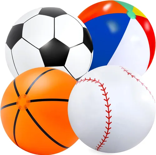 Miniatura 8 de Lewtemi 2 unidades de fútbol y baloncesto inflables gigantes de 27 pulgadas, bolas de playa inflables grandes, globos de gran tamaño para fiesta