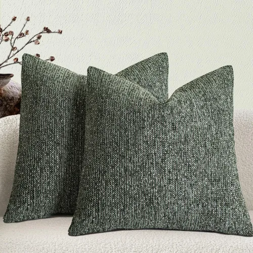 Miniatura 20 de Juego de 2 fundas de almohada decorativas de tela de felpilla con textura para sofá, estilo rústico retro de mediados de siglo, 18 x 18 pulgadas