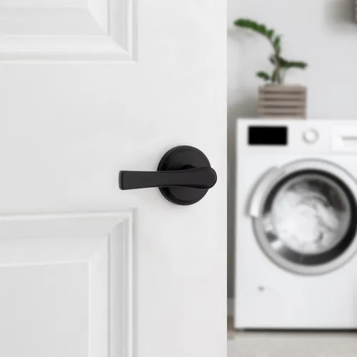 Miniatura 2 de Kwikset Katella - Manija de puerta de paso interior, palanca para puertas de armario y pasillo, manija reversible sin bloqueo, color negro mate