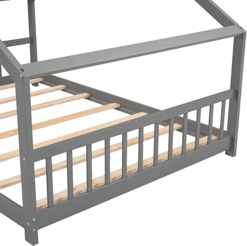 Miniatura 7 de Montessori - Marco de cama de suelo tamaño matrimonial, marco de cama de piso completo con cabecero, estribo y listones, marco de cama Montessori