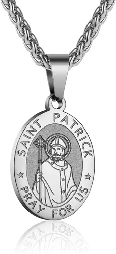 Miniatura 150 de P. BLAKE Collar ovalado de San Cristóbal, Miguel, José, Jude/Virgen María/José/Francisco/Patrick/Anthony/Benedict/Thomas para hombres y mujeres