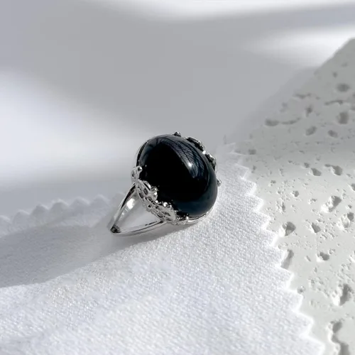 Miniatura 5 de Anillo de plata esterlina S925 con piedras preciosas de encaje y flores para mujeres y niñas