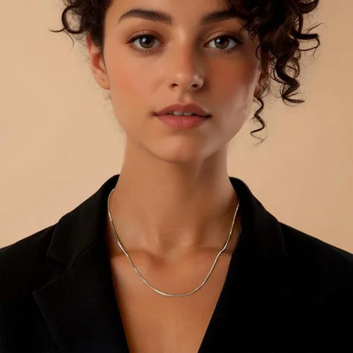 Miniatura 3 de LeCalla Collar de cadena ajustable de plata de ley 925, collar de cadena bolo deslizante para mujer, 24 pulgadas