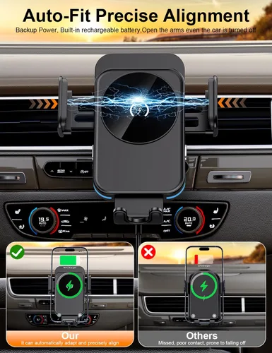 Miniatura 8 de bokilino Cargador inalámbrico para automóvil, carga rápida de 15 W [sujeción automática] [alineación automática] soportes de teléfono
