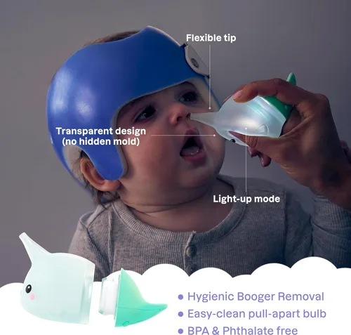 Miniatura 4 de Playhouse MD Booger Buddy - Bombilla aspiradora nasal, Narwhal, con luz LED para bebés y niños pequeños, removedor de mocos sin BPA para aliviar
