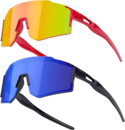 Miniatura 18 de Paquete de 2 lentes de sol de béisbol para niños y jóvenes, gafas de sol deportivas para niños y niñas, gafas de golf para ciclismo, correr, golf