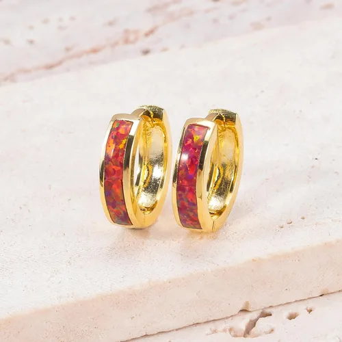 Miniatura 211 de CiNily Aretes Huggie de ópalo con bisagras, chapados en oro, hipoalergénicos, pequeños aretes de aro para mujeres, adolescentes, niñas, hombres