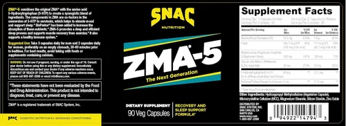 Miniatura 2 de SNAC ZMA-5 Fórmula mara mejoramiento de la recuperación y el sueño, con 5-HTP, 90 cápsulas