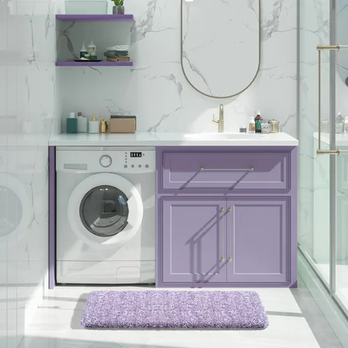 Miniatura 23 de Yimobra Alfombra de baño de felpa esponjosa, súper lanuda suave, cómoda, antideslizante, absorbente de agua, alfombra de baño de microfibra que se