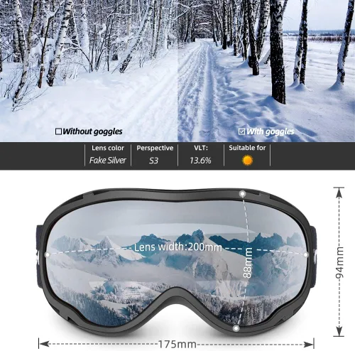 Miniatura 2 de Gafas de esquí para esquí, snowboard, motos de nieve para hombres, mujeres y adultos, antivaho 100% protección UV