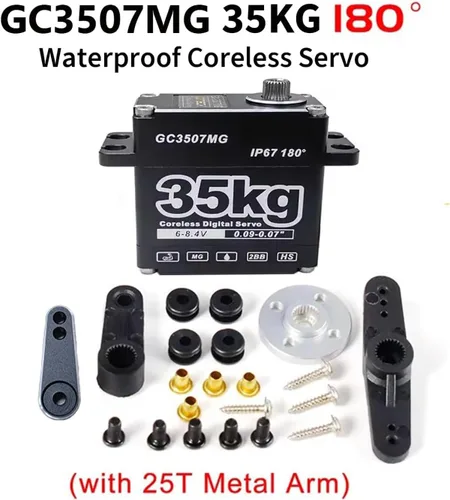 Miniatura 7 de GOTECK - Servo digital sin núcleo de 77.2 lbs, gran par de 8.4 V, engranaje de metal completo IP67, servo de dirección impermeable con servo bocina