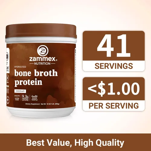 Miniatura 7 de Zammex Polvo de proteína de caldo de hueso, carne de res alimentada con pasto puro, proteína de chocolate en polvo, suplemento de colágeno