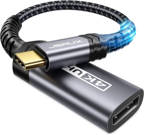 JSAUX Adaptador USB C a DisplayPort 4K a 60Hz, tipo C a puerto de pantalla, adaptador de cable compatible con iPhone 17 Pro/16/15, MacBook Pro 2019