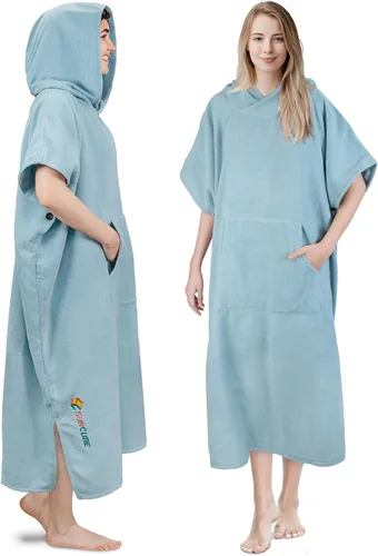 Miniatura 13 de SUN CUBE Poncho de surf cambiador con capucha Toalla de microfibra absorbente de secado rápido con bolsillo para surfear, hombres y mujeres