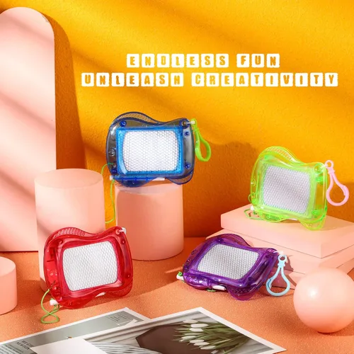 Miniatura 3 de Chinco 24 Piezas Mini Tablero de Dibujo Magnético para Niños para Clip de Llavero de Mochila, Mini Tableros de Garabato Borrables, Juguetes