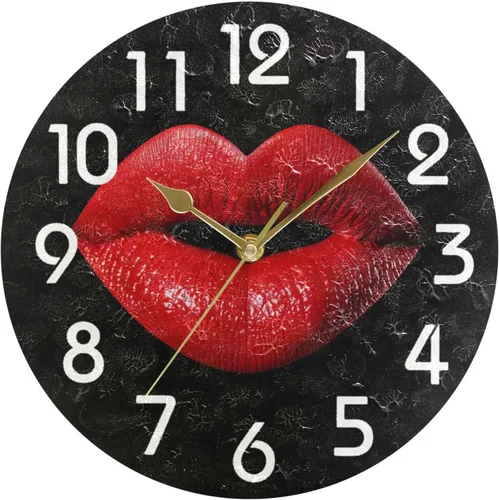Miniatura 8 de Reloj de pared redondo retro de otoño con dos gnomos y calabaza de 10 pulgadas, funciona con pilas, reloj de escritorio analógico silencioso sin