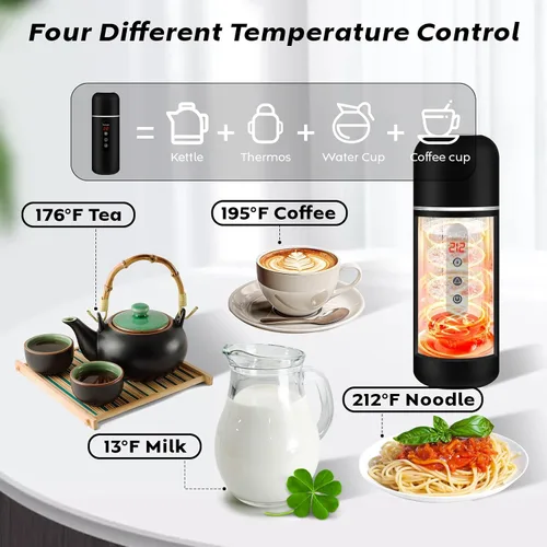 Miniatura 4 de Hervidor eléctrico de viaje, calentador de café de coche de 12 V/24 V, caldera de agua caliente portátil, pequeño calentador de agua caliente