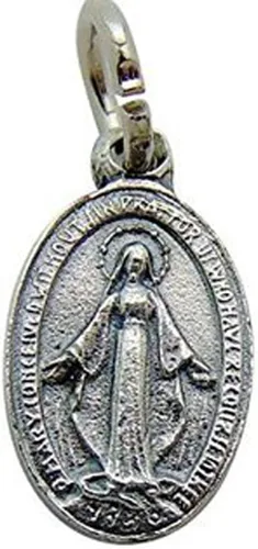 Medalla Milagrosa María 58 Pulgadas Colgante Medalla Metal Tono Plata, Metal, No es una piedra preciosa