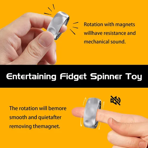 Miniatura 5 de Fidget Spinner para aliviar el estrés – Anillo Fidget magnético DIY con sonidos atractivos, juguetes EDC de acero inoxidable para adultos y plateado