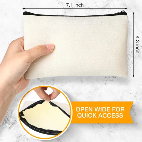 Miniatura 2 de Frienda - 50 bolsas de lona con cremallera, regalo a granel, pequeña bolsa en blanco, bolsa de maquillaje, neceser de cosméticos, regalo de Beige
