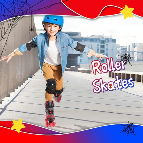 Miniatura 5 de Patines de ruedas Nattork para niños y niñas, patines cuádruples ajustables en 4 tallas para niños con ruedas iluminadas, genial regalo de Rojo