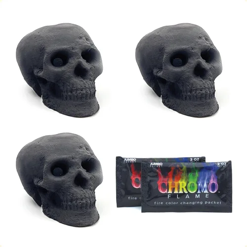Miniatura 11 de OSKER 3CT Mini Hoguera Calavera con Paquetes de Cambio de Color de Fuego Tronco Cerámico Ignífugo para Hoguera, Fogata, Chimenea, Hoguera