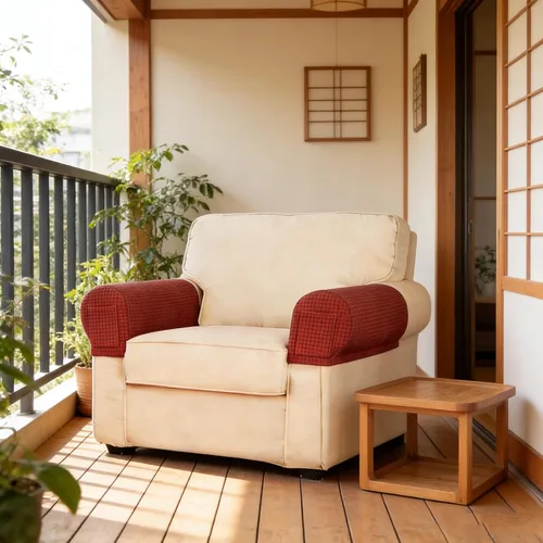 Miniatura 2 de Juego de 2 fundas elásticas para brazos de sofá con bolsillo, fundas extraíbles antideslizantes para reposabrazos para sillón reclinable y sillones