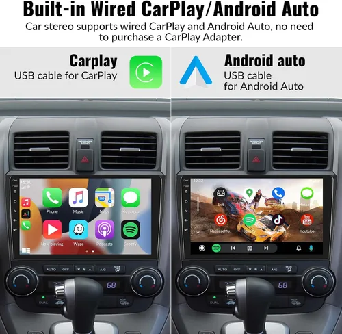 Miniatura 4 de Estéreo de coche para Honda CRV 2007-2011 Radio de coche, reproductor de MP5 con Apple Carplay Android Auto Mirror Link, 9 pulgadas pantalla táctil