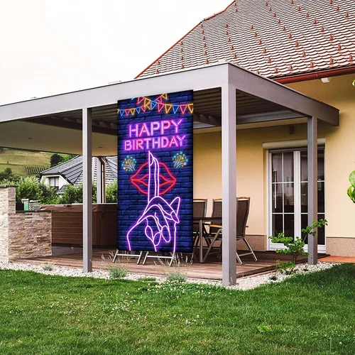 Miniatura 5 de Cartel de feliz cumpleaños con labios sensuales de neón, decoración temática para despedida de soltera, boda, noche, despedida de soltera, despedida