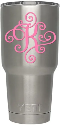 Miniatura 85 de Monogram - Calcomanía troquelada/vinilo adhesivo. Haga clic para opciones de color/letra. Disponible en cuatro colores y todas las letras de la A