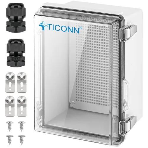 Miniatura 23 de TICONN - Caja de conexiones eléctricas impermeable IP67 con carcasa de plástico ABS con tapa con bisagras con placa de montaje, soportes de pared