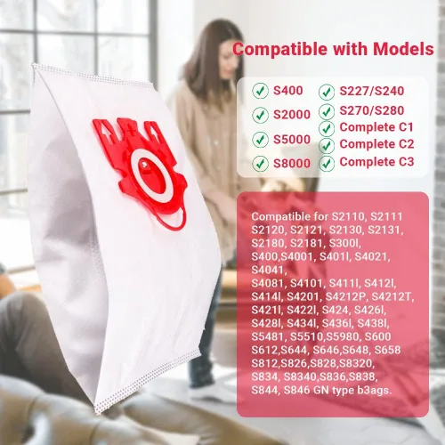 Miniatura 3 de Hongfa Bolsas para aspiradora Miele tipo FJM, 15 paquetes AirClean 3D Efficiency Bolsa de polvo compatible con aspiradora Miele Compact C2 Compact