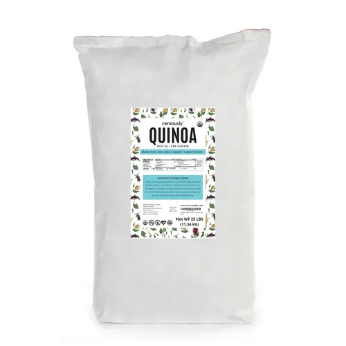 CEREAUSLY Quinoa orgánica tricolor – Quinoa real premium de Bolivia – Quinoa Kosher y sin OMG – Quinoa vegana y con cuota de gluten – 25 libras