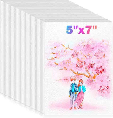 Miniatura 8 de 100 hojas de papel para acuarela, papel blanco de acuarela de 5"x7" a granel, papel de artista de 140 libras/300 g prensado en frío sin ácidos