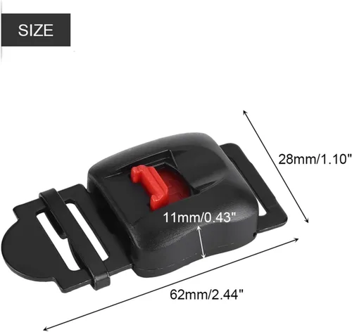 Miniatura 3 de 5 unids motocicleta cascos velocidad clip barbilla correa liberación rápida desconexión hebilla plástico metal motocicleta casco hebilla negro rojo