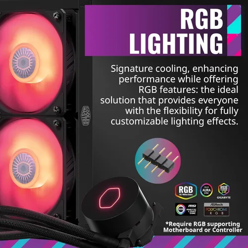 Miniatura 2 de CoolerMaster MasterLiquid ML240L RGB V2, enfriador líquido de CPU AIO de bucle cerrado, bomba de cámara dual de 3ª generación, radiador de 240mm